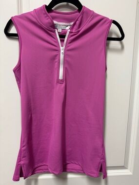 Smith and Quinn Sleeveless Pink Golf Polo with Zip